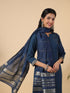 Teal Blue Cotton Blend Solid Straight Kurta Set